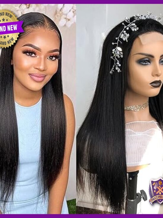 26in Human Hair Lace Closure Wig Glueless Pre Plucked Straight 180% Density main image 6